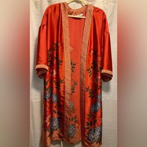 DR2 Rust Kimono Robe with Ornate Print